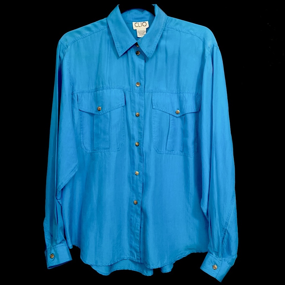 Clio Vintage 100% Silk Long Sleeves Buttoned Shirt